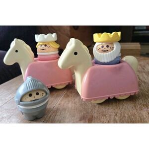 Vintage Little Tikes Wee Waffle Castle Horses, King, Queen, Knight Pastel Pink